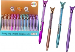 Stylo-bille avec petit chien et strass, encre bleue 0,7 mm