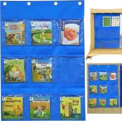 Masterkidz organiseur mural textile pour livres et images bleu