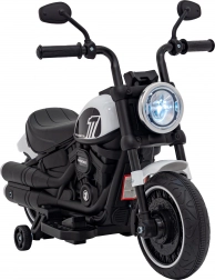 Moto électrique pour enfants Chopper Faster avec radio FM, panneau audio et LED – Blanc