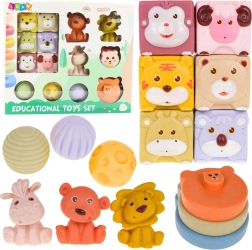 Ensemble de blocs sensoriels souples avec animaux en gomme éco, 18 pièces