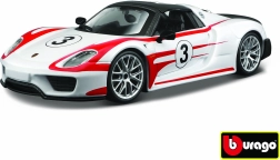 Modèle de voiture en métal 1:24 Porsche 918 Weissach – blanc