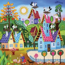 Puzzle carré Rassemblement de cigognes 1000 pièces