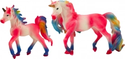 Figurines de collection licorne avec poulain rose, 2 pcs