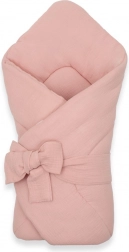 Couverture d’emmaillotage en mousseline à liens New Baby, vieux rose