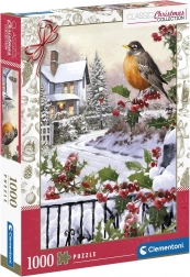 Puzzle CLEMENTONI Collection de Noël Oiseau avec houx 1000 pièces