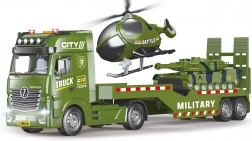 Tracteur routier militaire avec hélicoptère et effets 55 cm