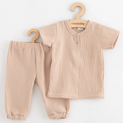 Ensemble en mousseline pour bébé T-shirt et pantalon New Baby beige 86 (12–18 mois)