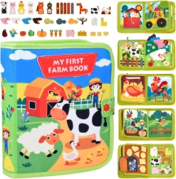 Quiet book sensorielle en feutrine – ferme avec éléments à scratch