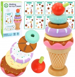 WOOPIE GREEN Jouet en bois pour empiler les glaces Montessori 12 pièces FSC