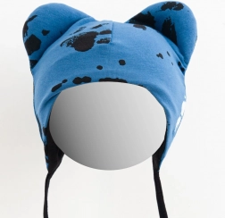 Bonnet bébé en coton avec oreilles NEW BABY Patte bleu