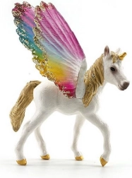 Figurine de licorne avec ailes arc-en-ciel 9 cm