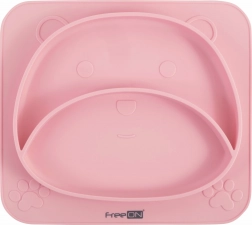 Assiette en silicone Ours avec ventouse, rose