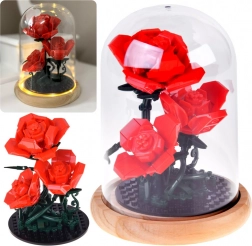 Kit de construction rose rétroéclairée sous cloche, 219 pièces