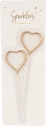 Cierges magiques dorés en forme de cœur 16,5 cm (2 pcs)
