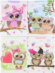 Sac cadeau avec motif de petites chouettes 31 × 42 × 12 cm