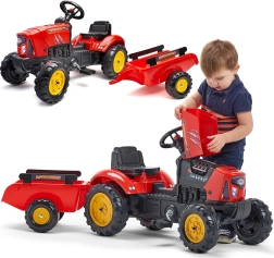 Tracteur à pédales pour enfants FALK Red Supercharger avec remorque amovible