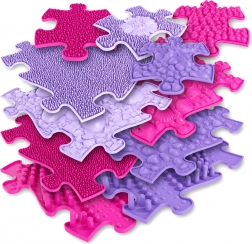tapis orthopédique sensomoteur woopie puzzle 11 pcs – rose/violet