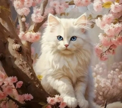 Norimpex peinture diamant La chatte blanche dans l'arbre 30 × 40 cm