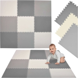 Tapis puzzle en mousse Humbi XXL 180 × 180 cm gris-crème