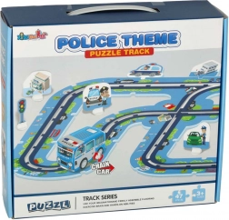Circuit automobile de police pour enfants – puzzle avec véhicules et panneaux de signalisation