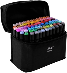 Marqueurs à alcool double pointe PROTONE, coffret de 80 couleurs avec étui