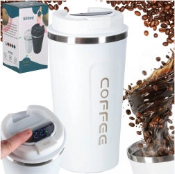 Mug isotherme de voyage avec bec verseur et affichage LED 500 ml blanc