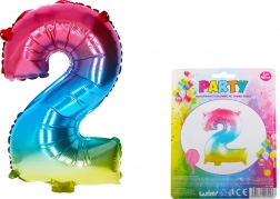 Ballon chiffre 2 arc-en-ciel – 40 cm