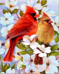 Peinture diamant oiseaux sur une branche 30 × 40 cm