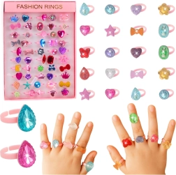 Set de bagues scintillantes pour enfants, multicolores, 50 pcs