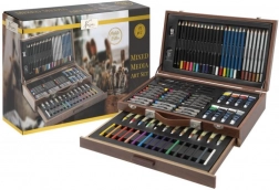 Grande mallette créative en bois – ensemble de 91 pièces pour la peinture et le dessin