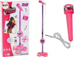 Microphone enfant réglable avec trépied rose