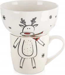 Set en porcelaine pour enfants – tasse et bol motif renne, 2 pièces