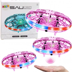 mini-drone UFO à commande gestuelle avec éclairage LED – rose