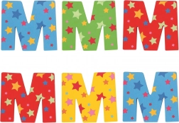 Lettre en bois colorée Étoile M