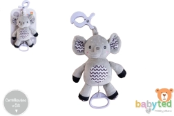 Éléphant en peluche avec boîte à musique à remontoir et clip 30 cm