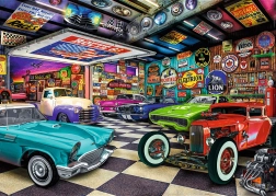 Trefl Puzzle Premium Plus Tea Time : garage du collectionneur de voitures 1000 pièces