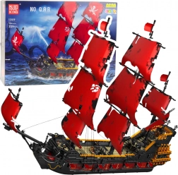Jeu de construction bateau pirate avec voiles rouges, 3139 pièces