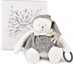 Doudou ours polaire en peluche avec anneau 30 cm gris