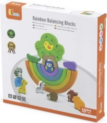 arc-en-ciel d’équilibre en bois avec figurines – jeu de construction Montessori créatif Viga