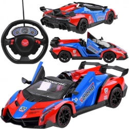 Voiture RC sportive avec portes ouvrantes et télécommande volant 27 MHz – Rouge