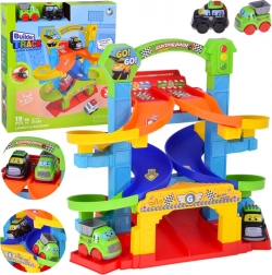 Circuit automobile en spirale pour enfants avec voiture de police et benne basculante, 19 pièces