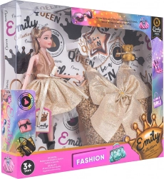 Poupée avec sac à main pour enfants EMILY – robe scintillante et accessoires