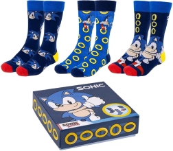 Coffret de chaussettes Sonic – 3 paires dans une boîte cadeau