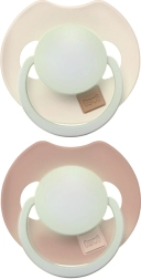 Tétines en silicone lumineuses LOVI Prime 6–18 mois, lot de 2 pcs Ivory/Blush