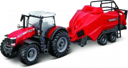 Modèle de tracteur Massey Ferguson 8740S avec presse à balles