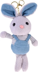 adorable porte-clés lapin en peluche avec salopette