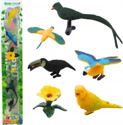 Ensemble de mini-figurines d'oiseaux exotiques Hibiscus jaune 4-11 cm 6 pcs