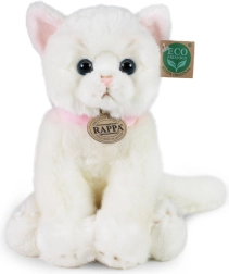 Rappa Chat blanc en peluche avec collier rose