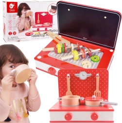 Cuisine en bois 2-en-1 avec gril et cuisinière pour enfants 22pcs