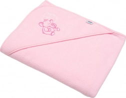 Serviette éponge pour enfant à capuche NEW BABY 100 × 100 cm éléphant rose